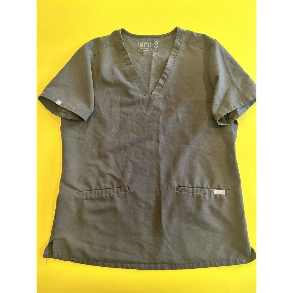 FIGS Technical Collection Womens Black Scrub Top Size Medium